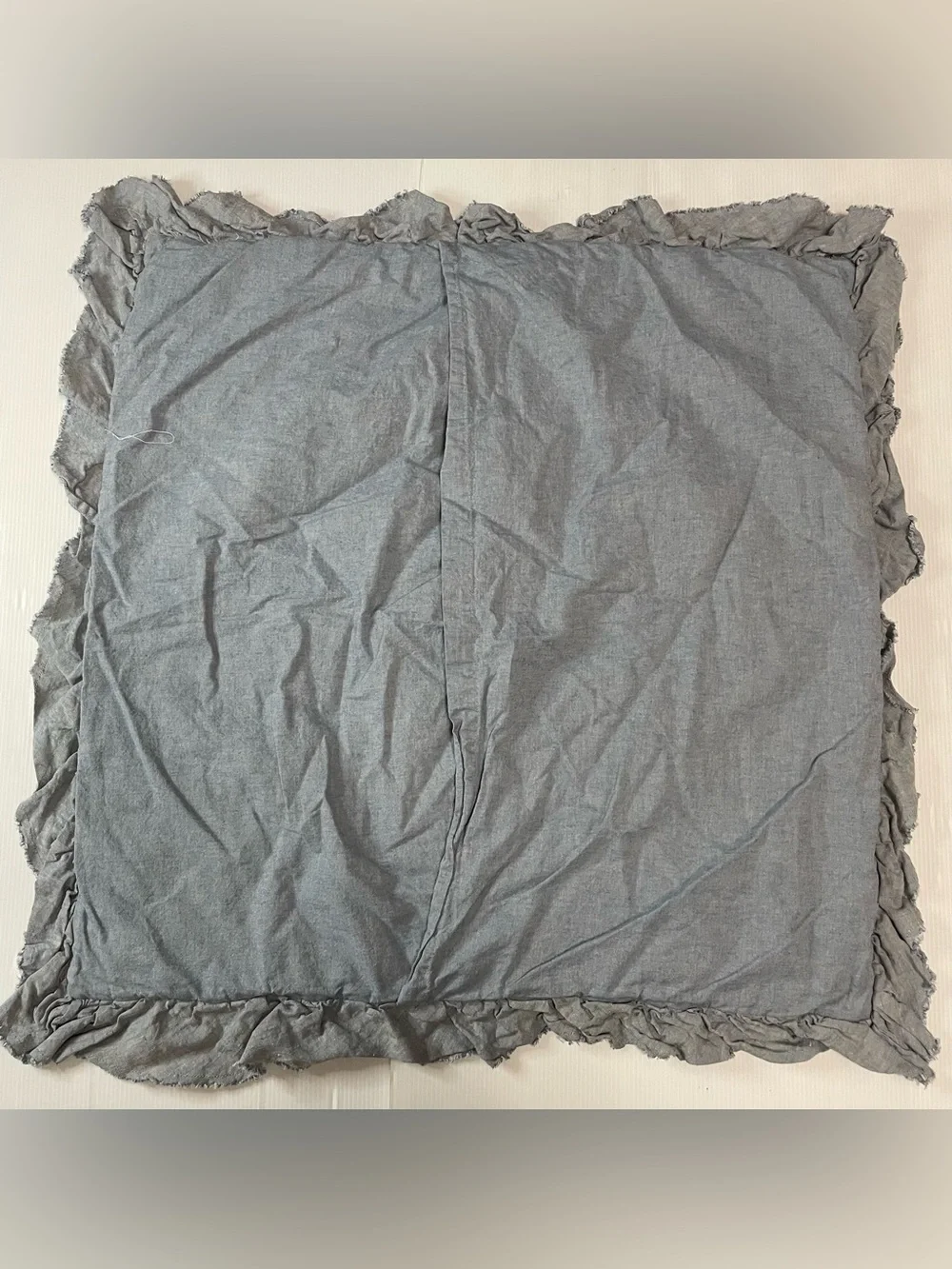 Pottery Barn Belgian Flax Linen Ruffle Quilted Euro Sham Set Of 3 26” Chambray
